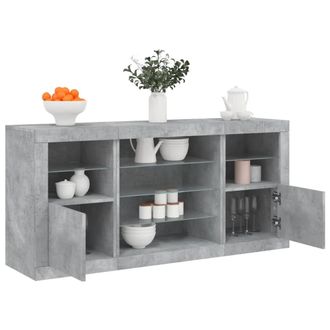 vidaXL Vidaxl - Aparador Con Luces Led Gris Hormig&oacute;n 142,5x37x67 Cm