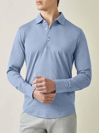 Luca Faloni Light Blue Silk-Cotton Polo Shirt