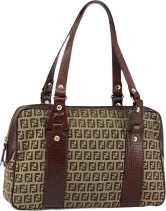 Fendi Pre-owned Handbags, female, Brown, Size: ONE SIZE Pre-owned Canvas Handbag