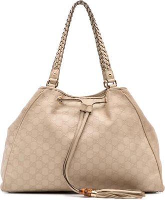 Gucci Pre-owned Bucket Bags, female, White, Size: ONE SIZE Pre-owned Leather Tote Bag