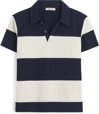 Madewell Pieced Boxy Polo in Midnight Navy at Nordstrom, Size Xx-Small