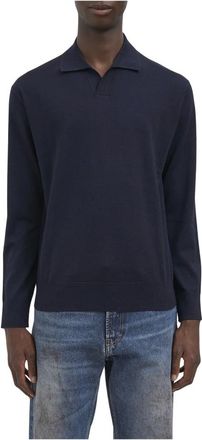 Paolo Pecora Maglia Polo in Lana - - Tops - Uomo - Blu - M