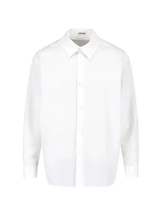 Auralee White Classic Collar Cotton Shirt