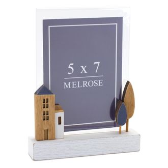 Melrose International Wood Tabletop Photo Frame (Set of 2) - Blue, White