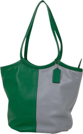 Coach Gray Green Leather Tote Bag (Pre-Owned)