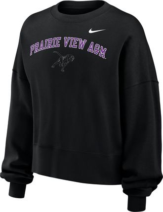Nike Womens College (Prairie View A&M University) Phoenix Fleece Crewneck Sweatshirt in Black | W33302PVUN26-BLK