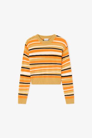 Ganni Orange Striped Cashmere Jumper - Size XXS