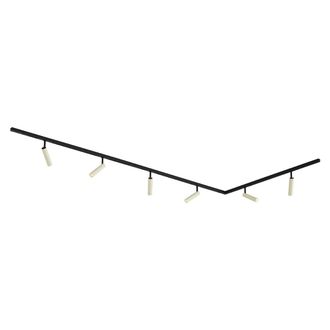 QAZQA Moderno Sistema De Iluminaci&oacute;n De Riel Moderno Con 6 Focos Beige Y Negros Monof&aacute;sicos - Slimline Uzzy Aluminio /acero Adecuado Para Led Max. 6 X 5 Wat
