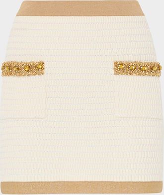 Milly Reggie Sequin-Embellished Woven Mini Skirt