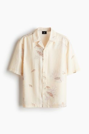 H&M Freizeithemd aus Lyocellmix in Regular Fit - Cremefarben/Gemustert