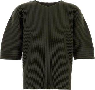 Issey Miyake Truien - Heren - Ronde hals truien - Groen - L - Polyester - Truien & Vesten