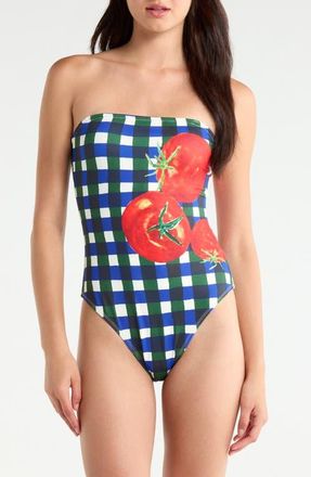 Hutch Tavy Gingham Convertible One-Piece Swimsuit in Blue/Green at Nordstrom, Size Xx-Small
