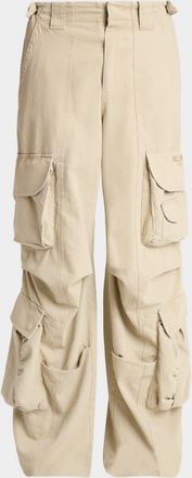 Balmain Men & apos;s Washed Cotton Loose-Fit Cargo Pants
