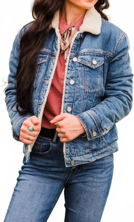 Kancan Esther Sherpa Denim Jacket In Blue