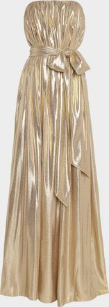 Ramy Brook Chiara Silk Lame Strapless Maxi Dress