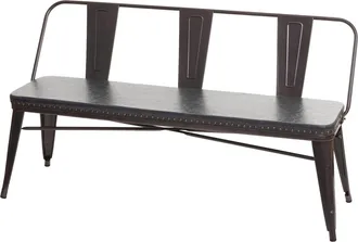 Hhg Hhg - Nunca Usado] Banco 3 Plazas 491, Banco Armario Banco Comedor, Polipiel Chesterfield Gastronom&iacute;a Industrial, Negro-gris