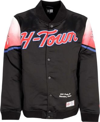 New Era NBA CE Snap Satin Jacket Houroc - Heren - Bomber jackets - Zwart - XL - Leer - Jassen