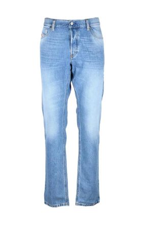 Diesel Light Blue Cotton Mens Slim Straight Jeans