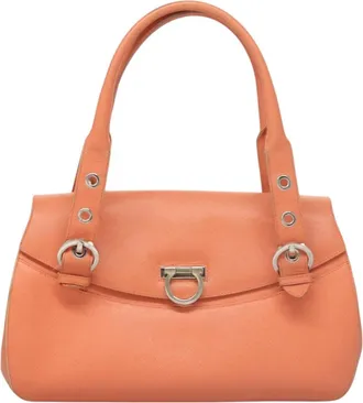 Ferragamo Gancini Leather Orange Leather Handbag (Pre-Owned)