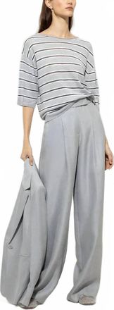 Luisa Cerano Short-Sleeved Sweater Top In Grey