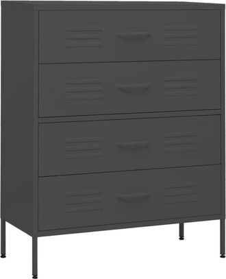 vidaXL Chest of Drawers Anthracite 80x35x101.5 cm Steel Vidaxl