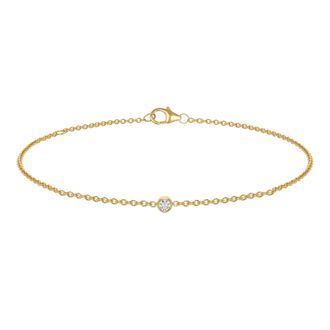 MAX + STONE 10K Yellow Gold Lab Grown Diamond Bracelet with 7.5-9.5 inch Adjustable Chain