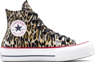 Converse Chuck Taylor All Star - Sneakers leopardate color nero/bianco/rosso con plateau