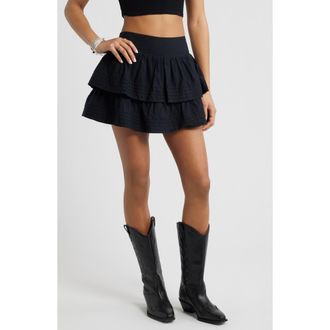 BP. Tiered Ruffle Cotton Miniskort in Black at Nordstrom, Size Xx-Small