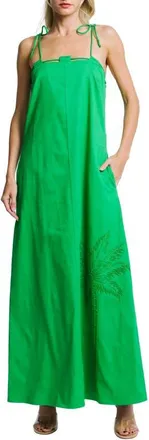 Ciebon Hattie Beaded Stretch Cotton Blend Maxi Sundress in Green at Nordstrom, Size X-Small