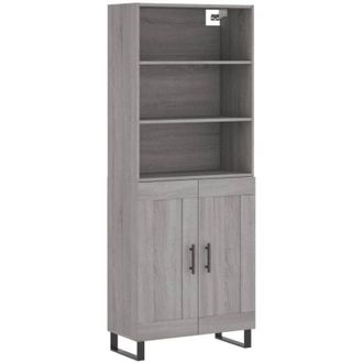 vidaXL Vidaxl - Aparador Alto Madera Contrachapada Gris Sonoma 69,5x34x180 Cm