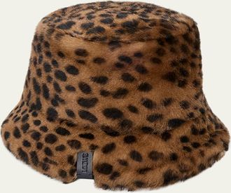Loewe Leopard-Print Shearling Bucket Hat