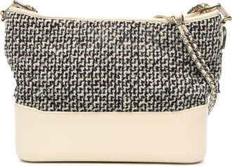 Chanel Pre-owned Womens Tweed Crossbody Bag Beige - Black Textile - One Size