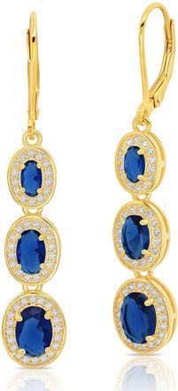 MAX + STONE 925 Sterling Silver with 18k Gold Overlay Oval Dangle Drop Earrings