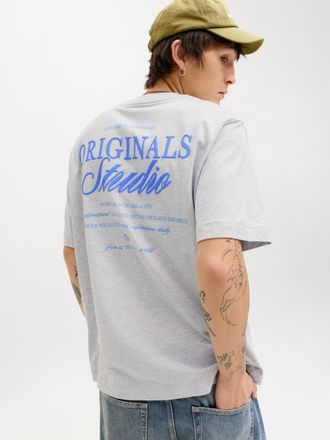 Jack & Jones Kurzarmshirt JACK & JONES JORNORREBRO TYPO TEE SS CREW NECK NOOS, Herren, Gr. XXL, wei&szlig; melange print:ss 26, Jersey, Obermaterial: 100% Baumwolle, bed