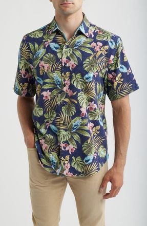 Tommy Bahama Nova Wave Selva Gardens Floral Short Sleeve Seersucker Button-Up Shirt in Coastline at Nordstrom, Size Xxx-Large