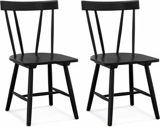 Costway Set of 2 Windsor Dining Chairs Wooden Side Chair Armless Chairs W/Ergonomic Back