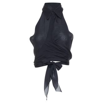 Emporio Armani Black Chiffon Halter Top