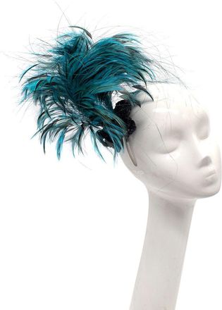 PHILIP TREACY Bespoke Embellished Turquoise Feather Fascinator