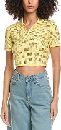 Sandro Rhinestone Crop Polo Shirt