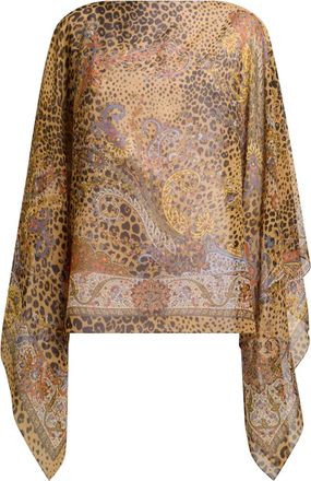 Etro Poncho con stampa paisley - Marrone