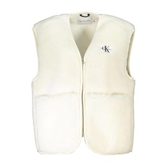 Calvin Klein Mouwloze polyester jas met logo applicatie - Dames - Bodywarmers - Wit - XS - Polyester - Jassen