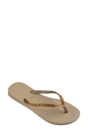Havaianas Slim Glitter II Flip Flop in Sand Golden at Nordstrom, Size 11
