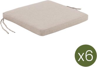 ED&Egrave;N JARD&Iacute; Pack de 6 cojines de sillas de jard&iacute;n olefin marr&oacute;n tostado 44x44 cm