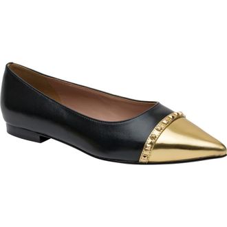 Linea Paolo Niche Pointed Toe Flat in Black/Gold at Nordstrom Rack, Size 5.5