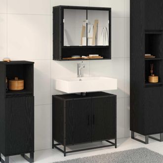 vidaXL vidaXL Set di mobili per il bagno 2 pcs Rovere Nero Legno multistrato