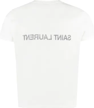 Saint Laurent Mens Cotton Crew-Neck T-Shirt White T-Shirts And Polos
