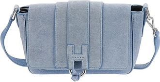 Hogan Suede Leather Rectangular Flap Bag With Magnetic Closure