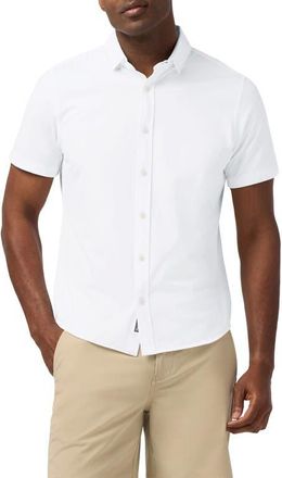Mizzen+Main Newport Solid Short Sleeve Knit Cotton Blend Button-Up Shirt in White at Nordstrom, Size Xx-Large