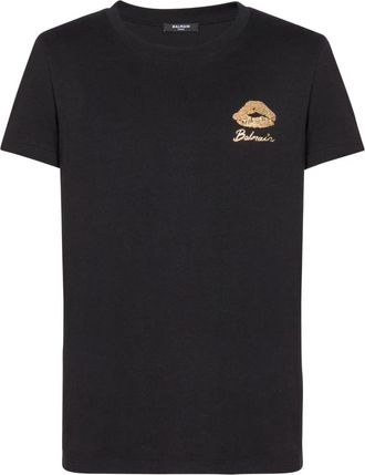 Balmain Gold Kiss Print Logo T-shirt - Heren - T-shirts - Zwart - S - Katoen - Tops