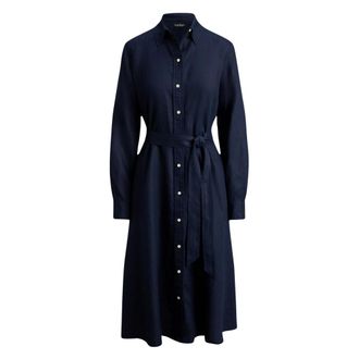 Ralph Lauren Overhemdjurk 200P13686002 - Dames - Jurken - Blauw - Maat: 2XS Linnen